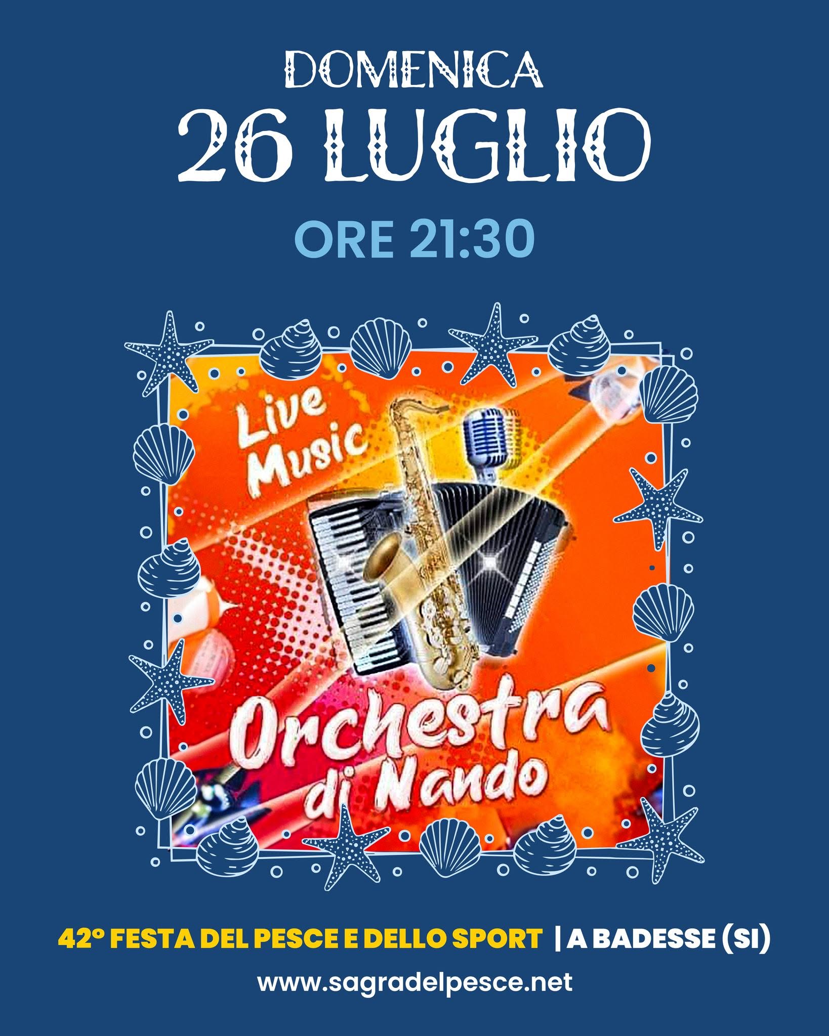 Stasera serata finale con l’orchestra di Nando